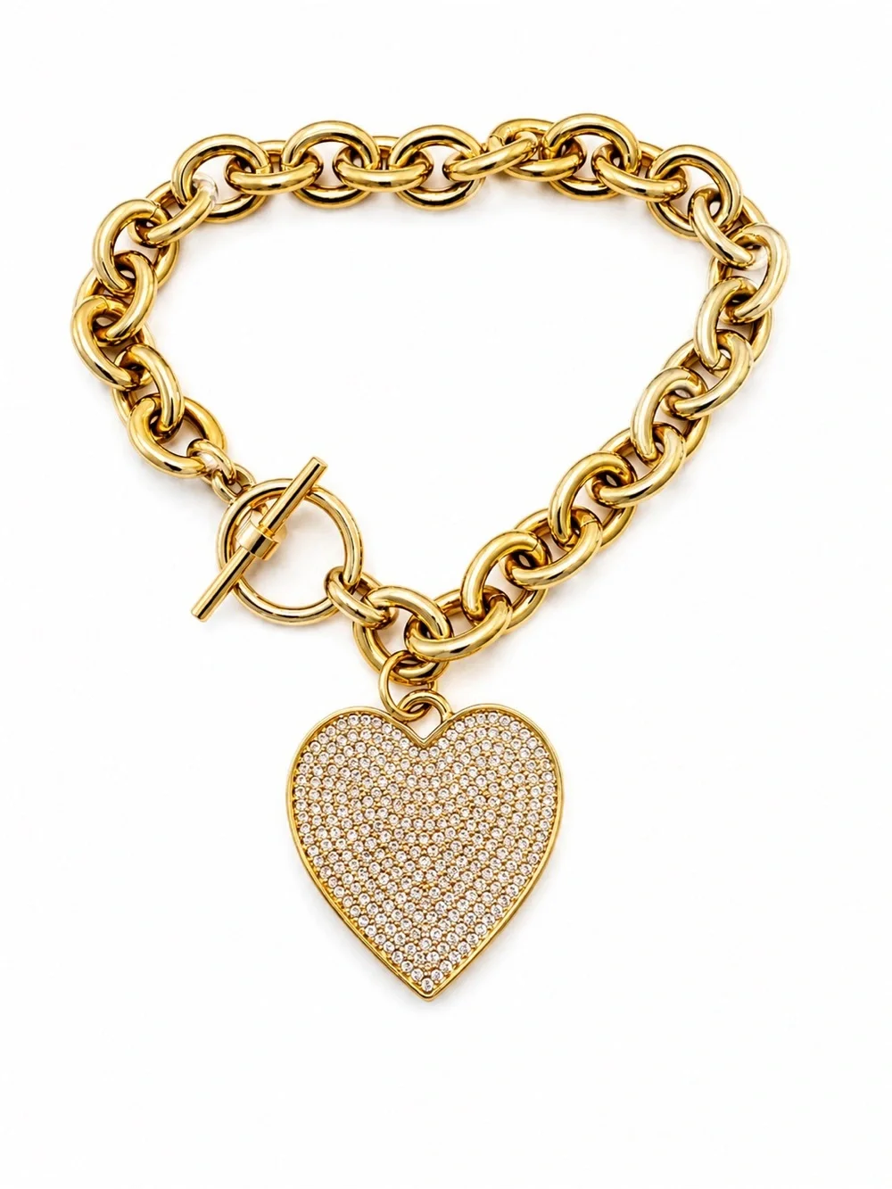 Nice!! Michael Kors Gold Heart Engraved two sided Toggle Bracelet